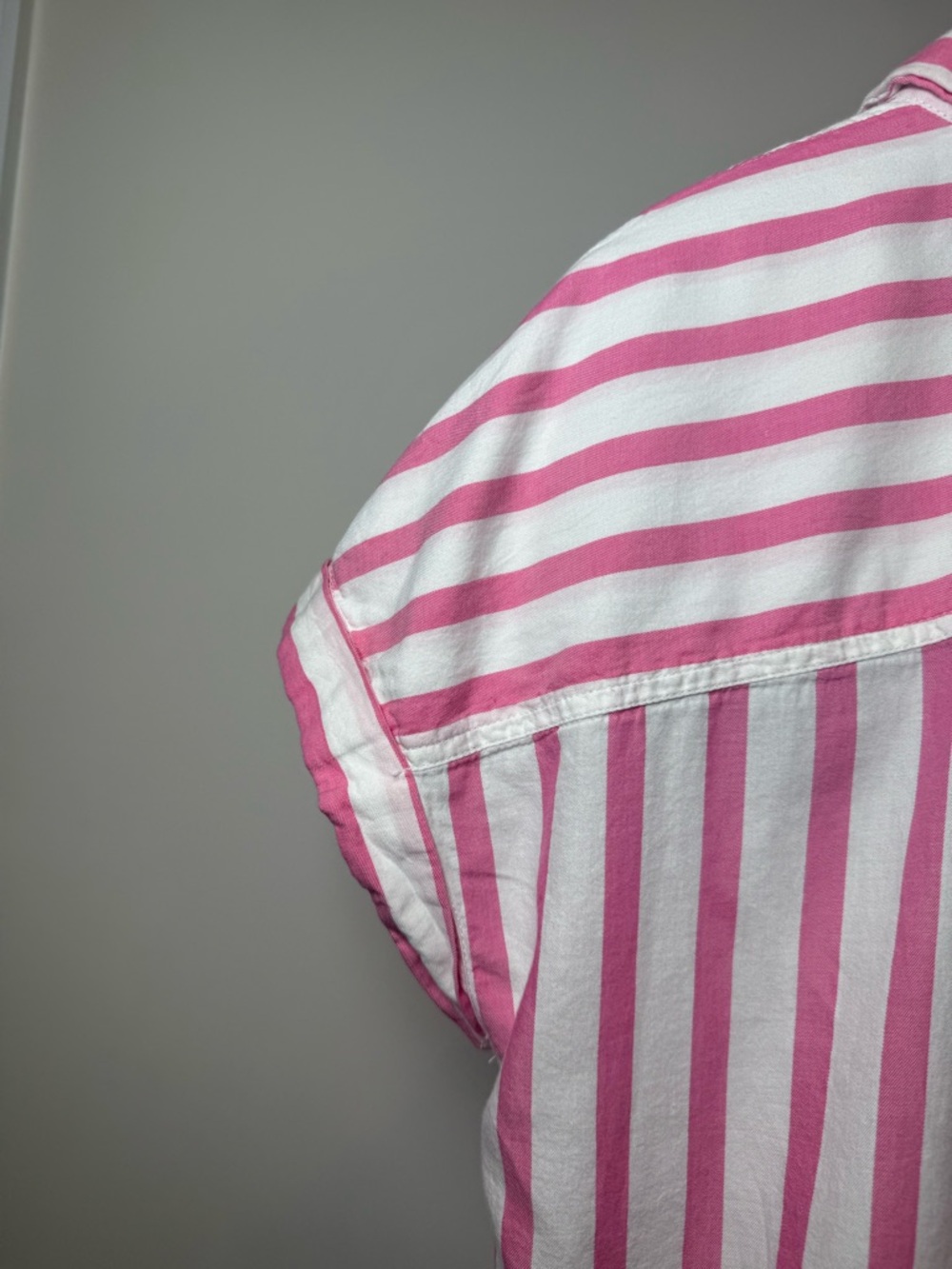 Style & Co -Pink Striped Button-Up Short Sleeve Top - Casual Women’s Shirt - Picture 11 of 11